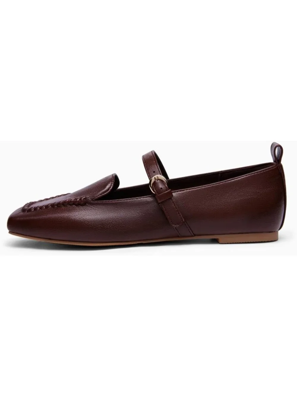 Women's Coffee Faux Leather Ballet Flats Loafers Square Toe Comfortable Shoes